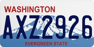 WA license plate AXZ2926