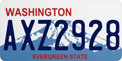 WA license plate AXZ2928