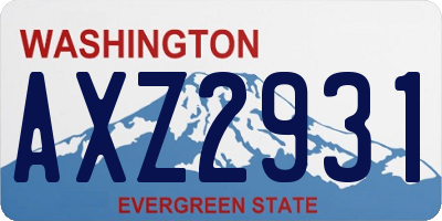 WA license plate AXZ2931