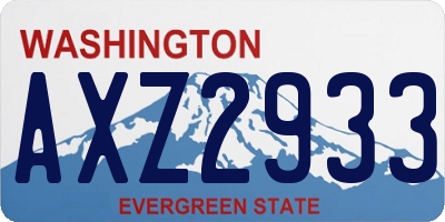 WA license plate AXZ2933