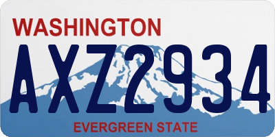 WA license plate AXZ2934