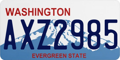 WA license plate AXZ2985