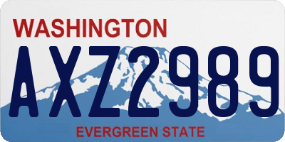 WA license plate AXZ2989