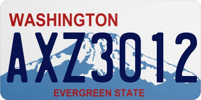 WA license plate AXZ3012