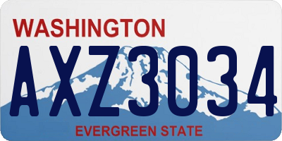 WA license plate AXZ3034