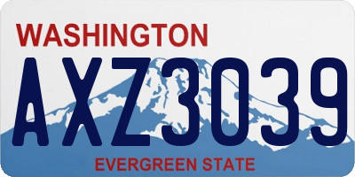 WA license plate AXZ3039