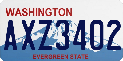 WA license plate AXZ3402