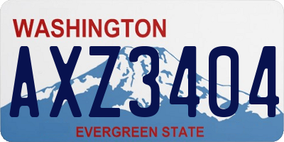 WA license plate AXZ3404