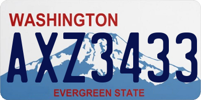 WA license plate AXZ3433