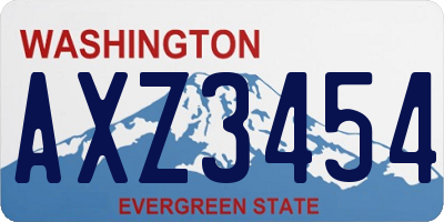 WA license plate AXZ3454