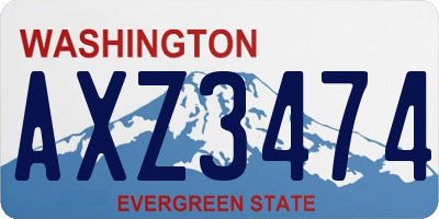 WA license plate AXZ3474