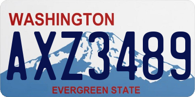 WA license plate AXZ3489