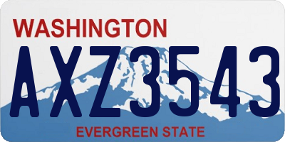 WA license plate AXZ3543