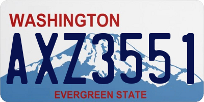 WA license plate AXZ3551