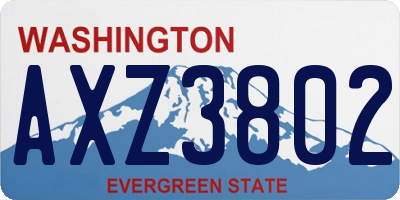 WA license plate AXZ3802
