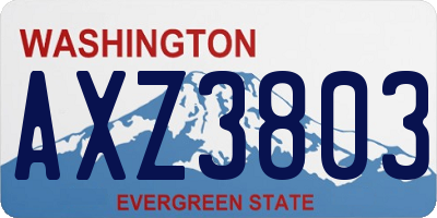 WA license plate AXZ3803