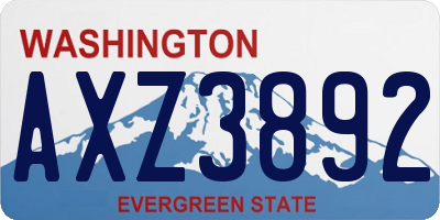 WA license plate AXZ3892