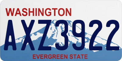 WA license plate AXZ3922