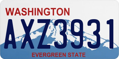 WA license plate AXZ3931