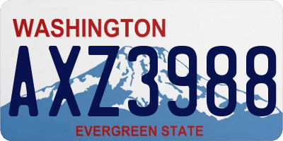 WA license plate AXZ3988