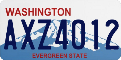 WA license plate AXZ4012