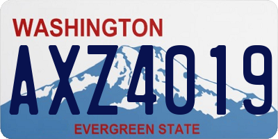 WA license plate AXZ4019