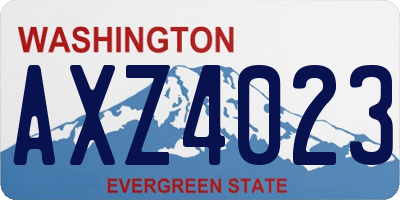 WA license plate AXZ4023
