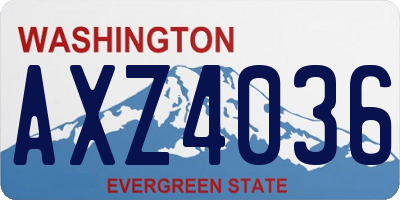 WA license plate AXZ4036