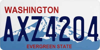 WA license plate AXZ4204