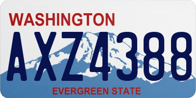 WA license plate AXZ4388