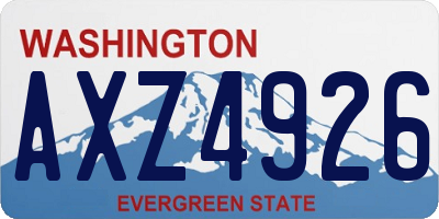 WA license plate AXZ4926