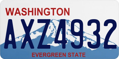 WA license plate AXZ4932