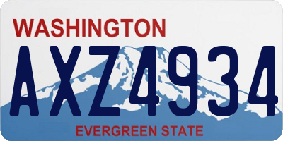 WA license plate AXZ4934