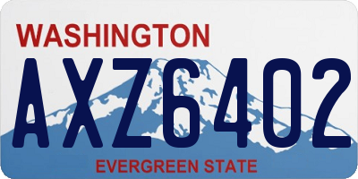 WA license plate AXZ6402