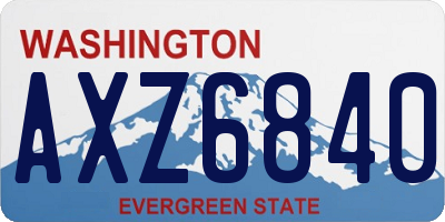 WA license plate AXZ6840