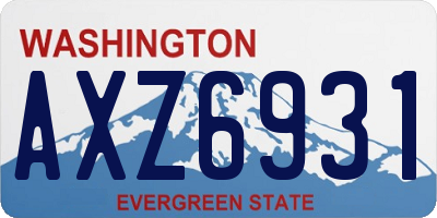 WA license plate AXZ6931