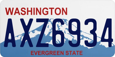 WA license plate AXZ6934