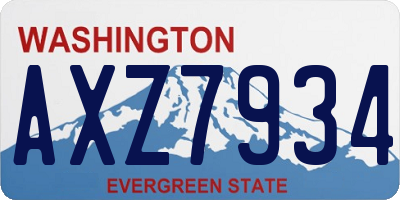 WA license plate AXZ7934