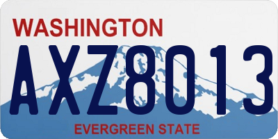WA license plate AXZ8013