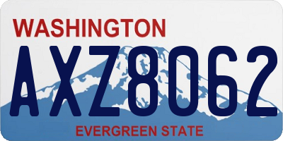 WA license plate AXZ8062