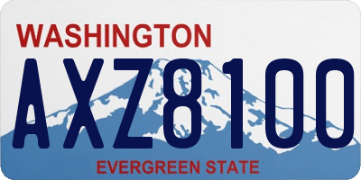 WA license plate AXZ8100