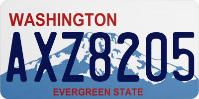 WA license plate AXZ8205