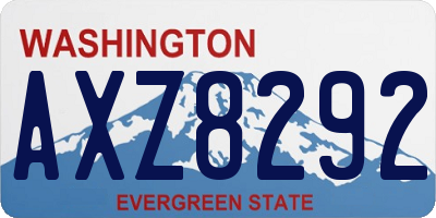 WA license plate AXZ8292