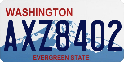 WA license plate AXZ8402