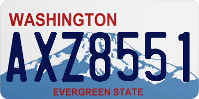 WA license plate AXZ8551