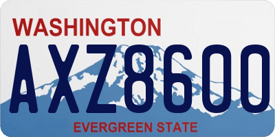 WA license plate AXZ8600