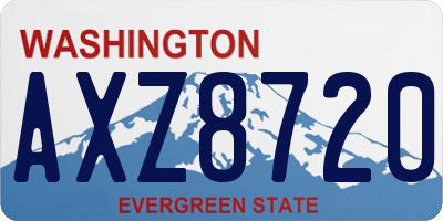 WA license plate AXZ8720