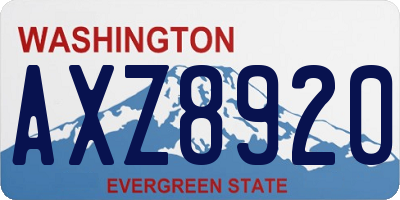WA license plate AXZ8920