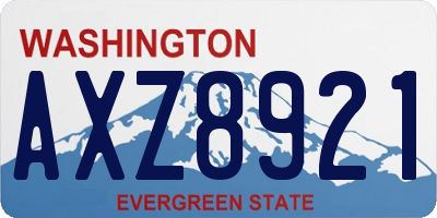 WA license plate AXZ8921