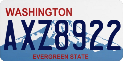 WA license plate AXZ8922